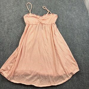 ROXY Women’s Peach/White Stripe Spaghetti Strap Sun dress beading size: Medium